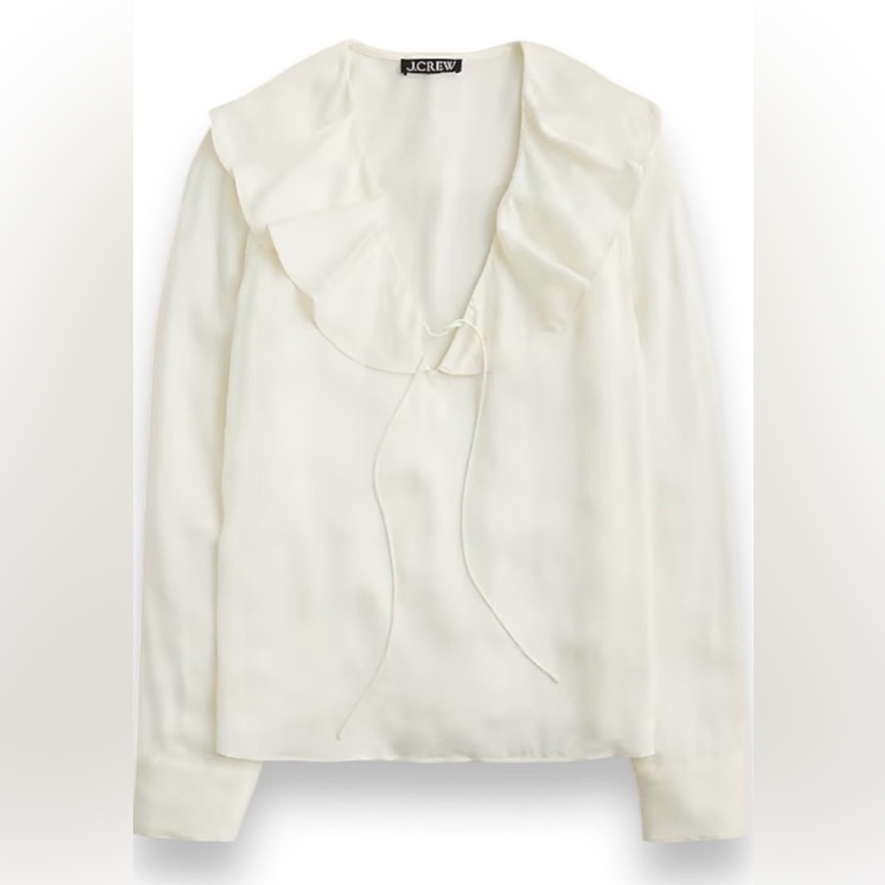 J. Crew Women's Ivory Blouse with Tie Detail